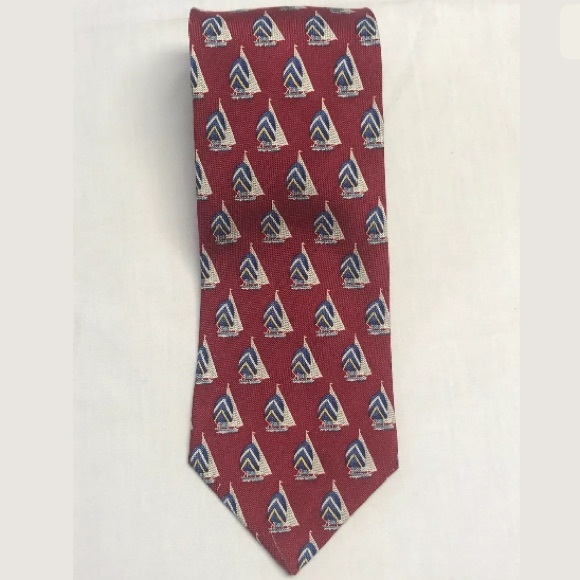 Tommy Bahama Red Sail Boat 100% Silk Tie - Picture 6 of 7